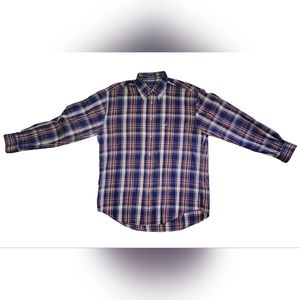 Facconable Casual Plaid Button Up Shirt Mens L